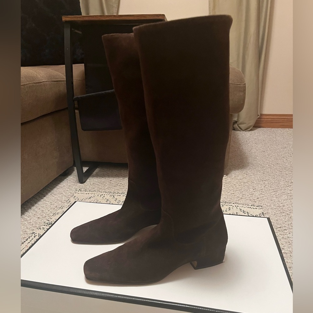 NWOB Steve Madden Dantelle Brown Suede Leather Tall Women's Boots - 6 - Picture 2 of 6